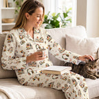 Cozy Book Lover Long Sleeve Pajama Set | Soft Satin Bookish Sleepwear