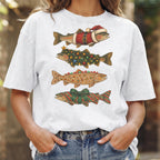 Christmas Fish T-Shirt, Funny Holiday Fishing Shirt, Xmas Top