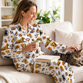 Cute Golden Retriever Cotton Jersey Pajama Set | Long Sleeve Dog Lover PJs S-5XL