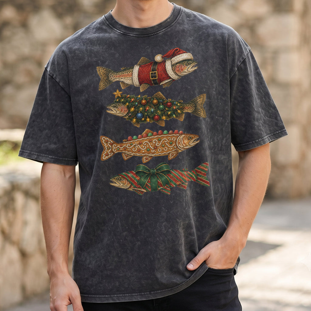 Christmas Fish T-Shirt, Funny Holiday Fishing Shirt, Xmas Top