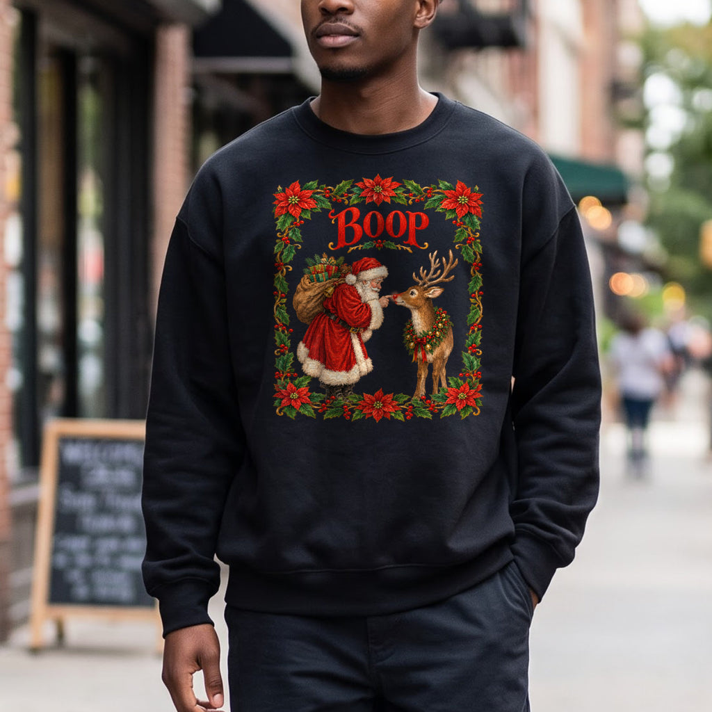 Santa Boop Reindeer Christmas Sweatshirt, Xmas Holiday Sweatshirt