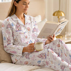 Cute Princess Castle Cotton Jersey Pajamas | Pastel Fairytale Long Sleeve Set