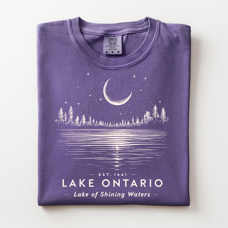 Lake Ontario Unisex Cotton T-shirt- Lake Of Shining of Waters Tee