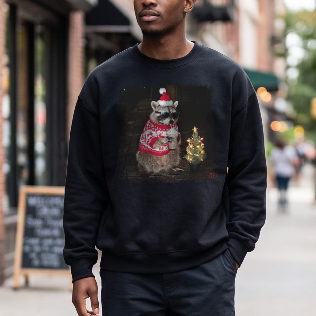 Christmas Raccoon Sweatshirt, Funny Holiday Raccoon Sweater, Xmas