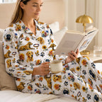 Cute Golden Retriever Cotton Jersey Pajama Set | Long Sleeve Dog Lover PJs S-5XL