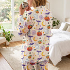 Cute Halloween Cotton Jersey Pajama Set | Long Sleeve Spooky PJs