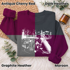 Gangster Cats in Car Sweatshirt, Funny Cat Retro Graphic Top