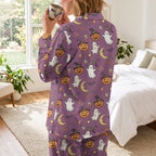 Spooky Season Purple Long Sleeve Pajamas | Soft Cotton Plus Size Sleepwear