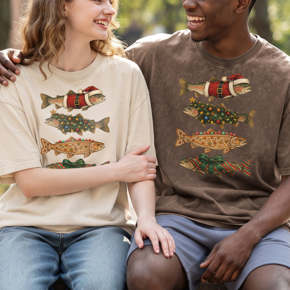 Christmas Fish T-Shirt, Funny Holiday Fishing Shirt, Xmas Top