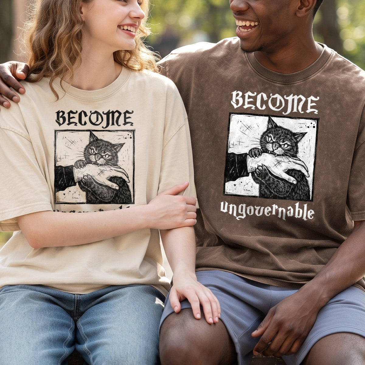 Become Ungovernable Cat T-Shirt, Funny Cat Biting Hand Shirt