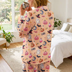 Cute Pastel Halloween Cotton Jersey Pajamas | Spooky Pink Pumpkin Pants Set S-5XL