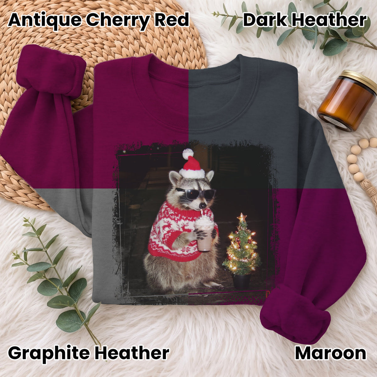 Christmas Raccoon Sweatshirt, Funny Holiday Raccoon Sweater, Xmas