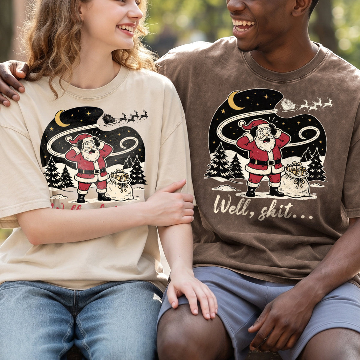 Well Shit Santa Christmas T-Shirt, Funny Xmas Holiday Top