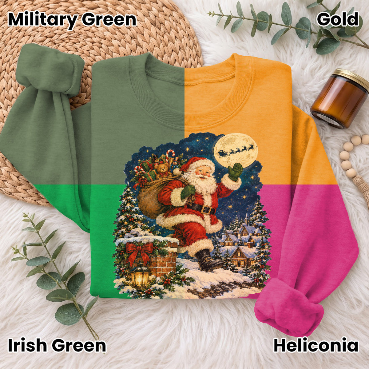 Vintage Santa Christmas Sweatshirt, Xmas Holiday Gift Sweatshirt