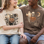 Retro Spooky Ghost Pumpkin Skull Graphic T Shirt (PB091826-3)