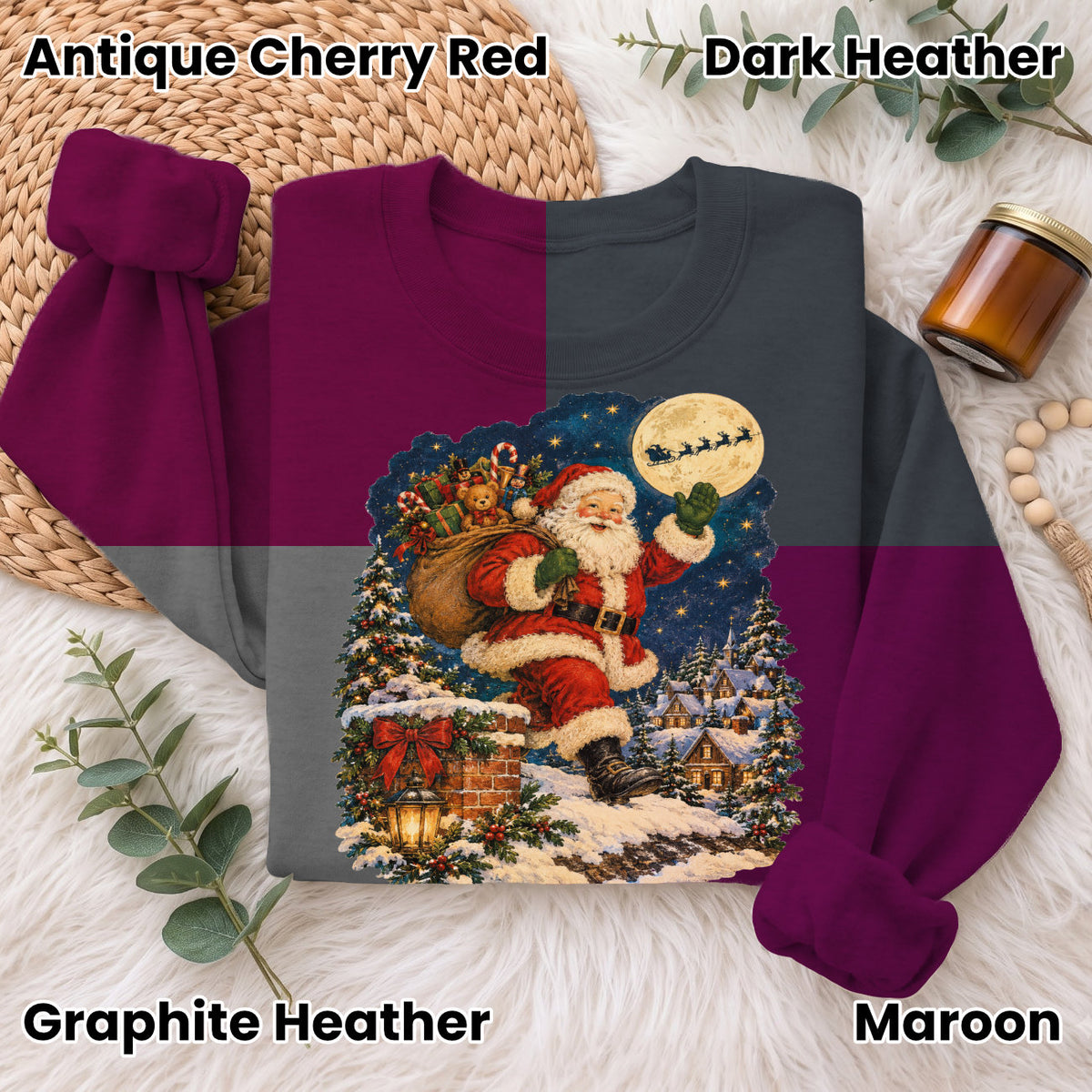 Vintage Santa Christmas Sweatshirt, Xmas Holiday Gift Sweatshirt