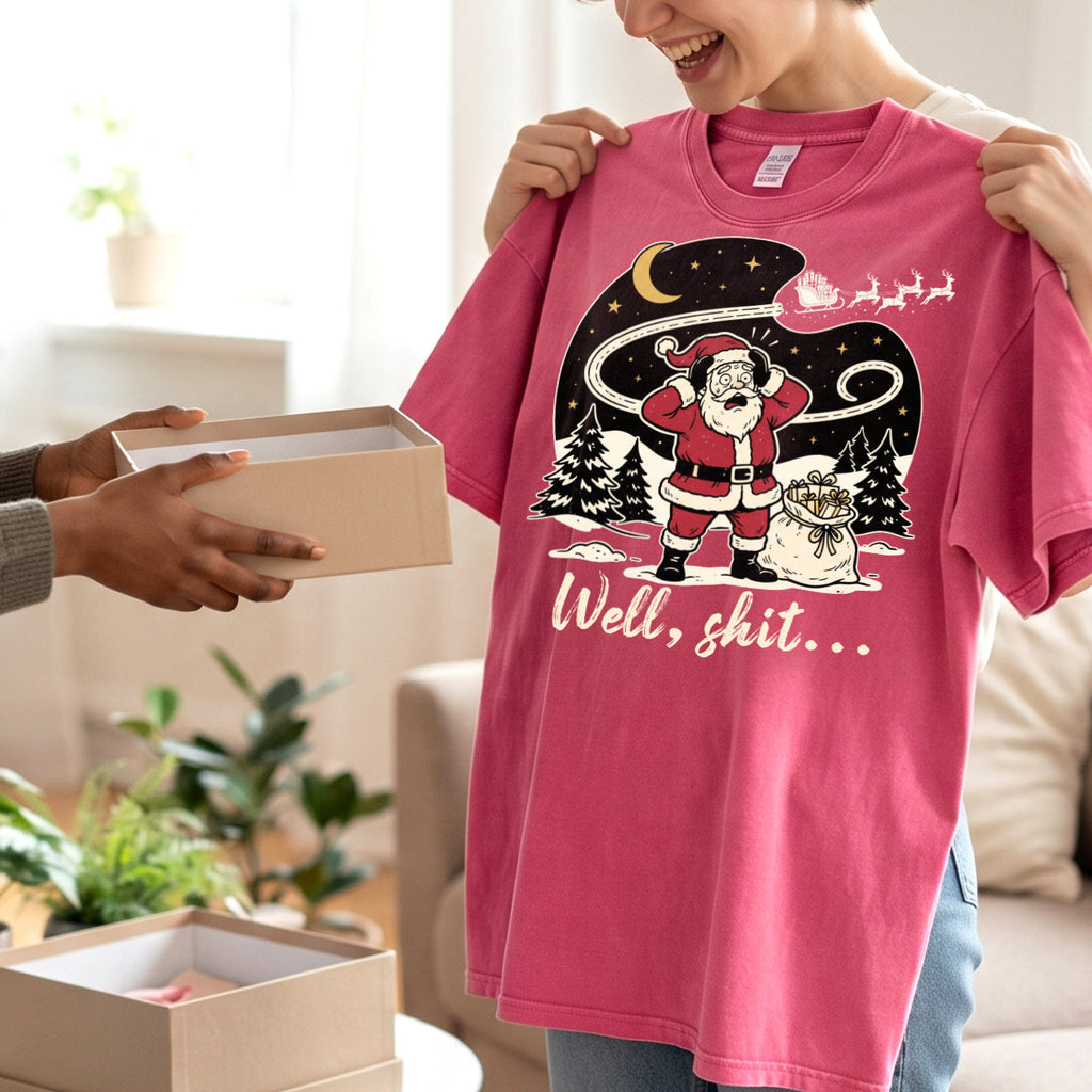 Well Shit Santa Christmas T-Shirt, Funny Xmas Holiday Top