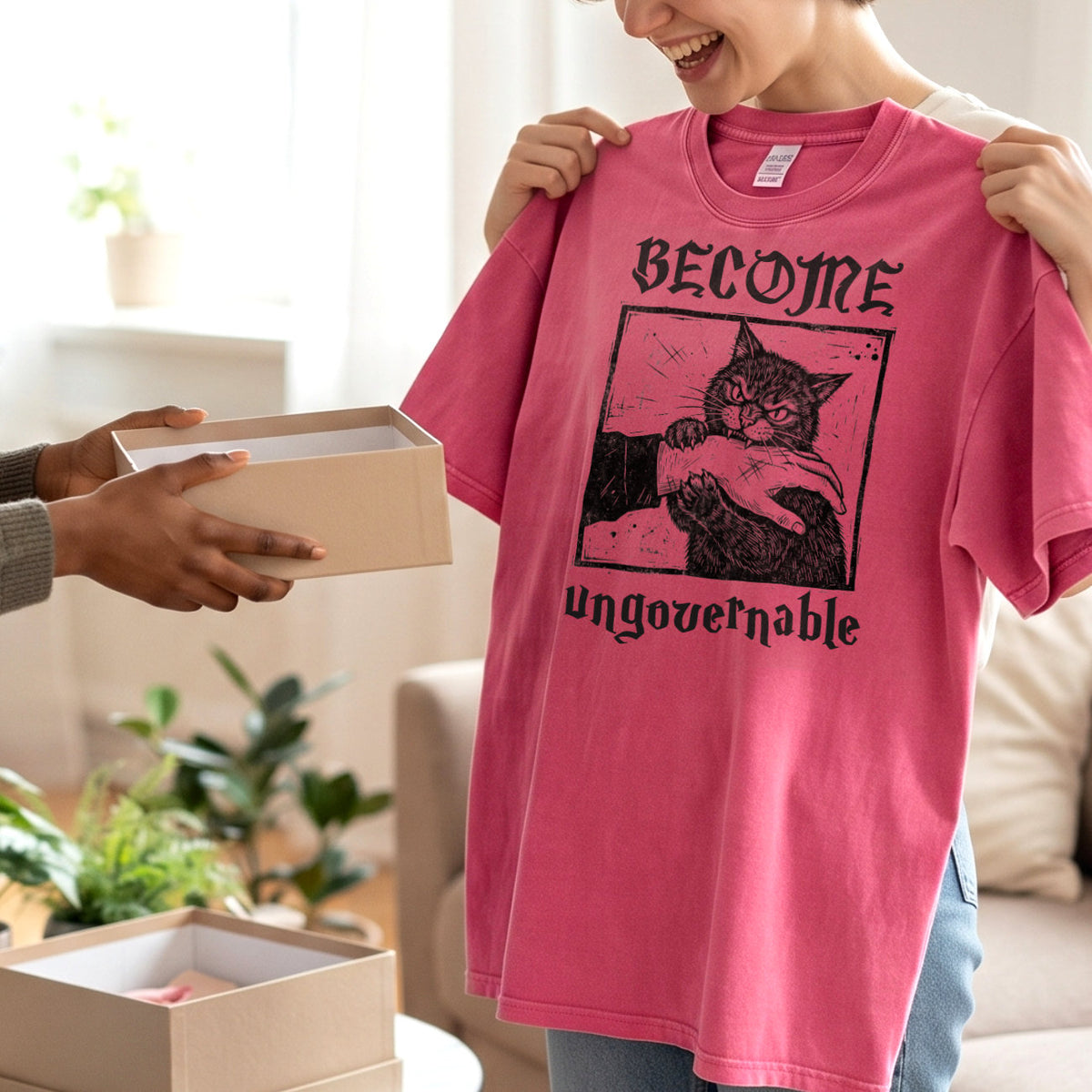 Become Ungovernable Cat T-Shirt, Funny Cat Biting Hand Shirt