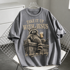 Christian raccoon T-shirt, take it up with Jesus tee, he made me this way, unisex graphic shirt