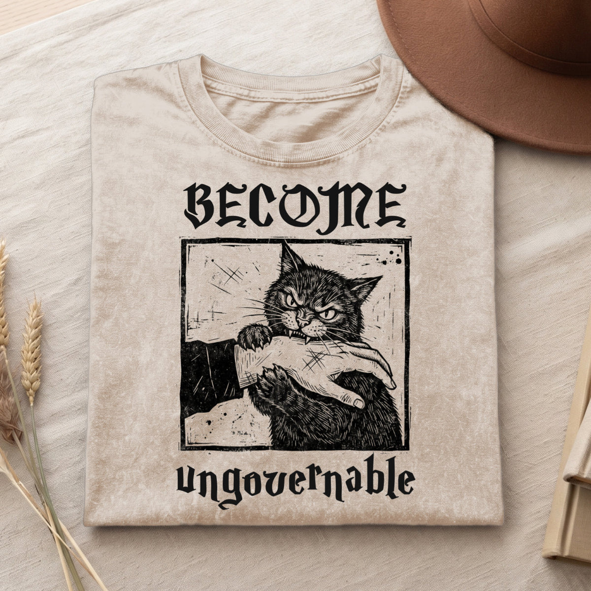 Become Ungovernable Cat T-Shirt, Funny Cat Biting Hand Shirt