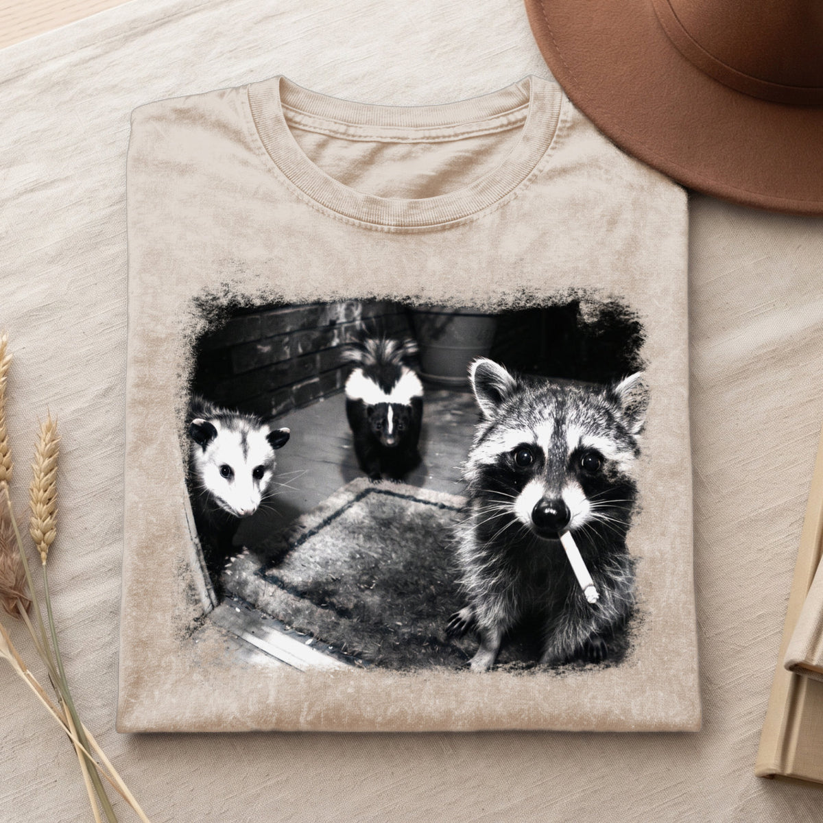 Smoking Raccoon Possum Skunk T-Shirt, Funny Animal Meme Shirt