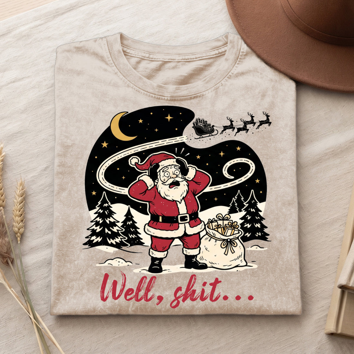 Well Shit Santa Christmas T-Shirt, Funny Xmas Holiday Top