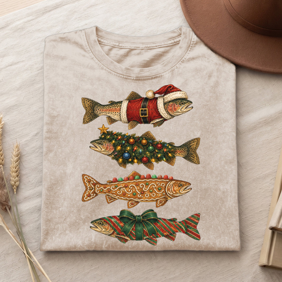 Christmas Fish T-Shirt, Funny Holiday Fishing Shirt, Xmas Top