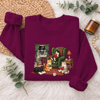 Cozy Reading Cats Sweatshirt, Cute Cat Books Holiday Sweater, Xmas
