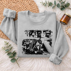 Gangster Cats in Car Sweatshirt, Funny Cat Retro Graphic Top