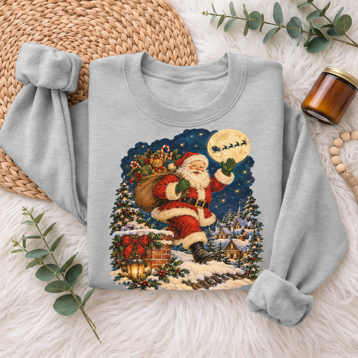 Vintage Santa Christmas Sweatshirt, Xmas Holiday Gift Sweatshirt