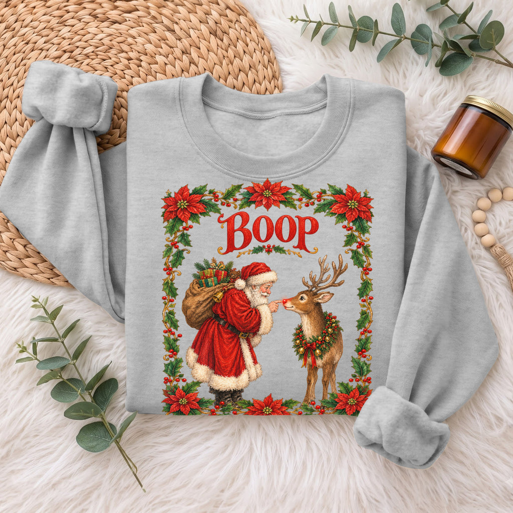 Santa Boop Reindeer Christmas Sweatshirt, Xmas Holiday Sweatshirt