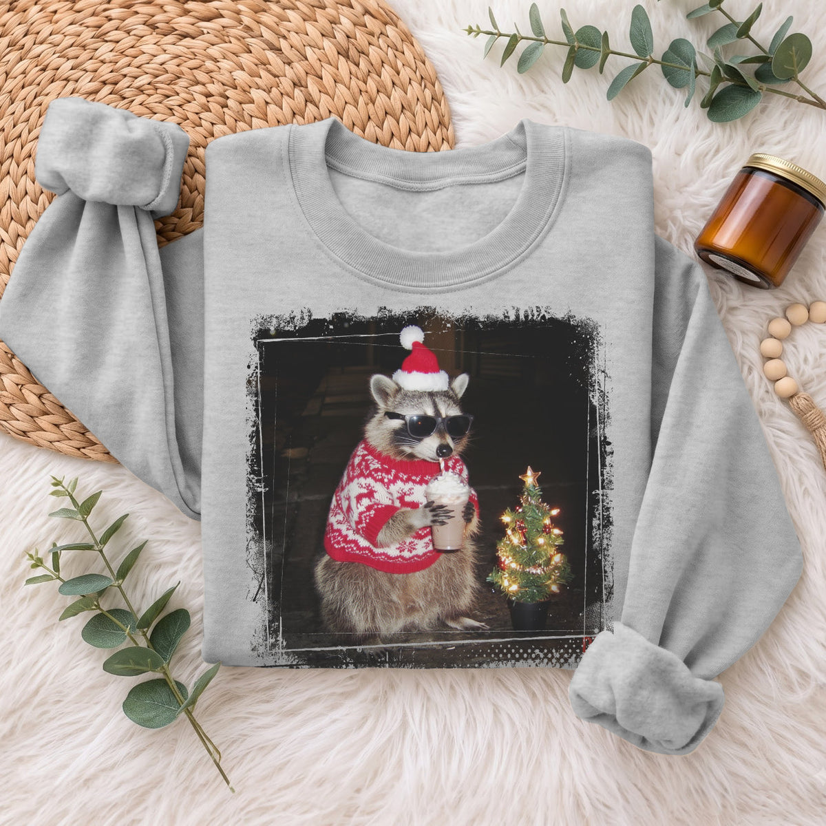 Christmas Raccoon Sweatshirt, Funny Holiday Raccoon Sweater, Xmas