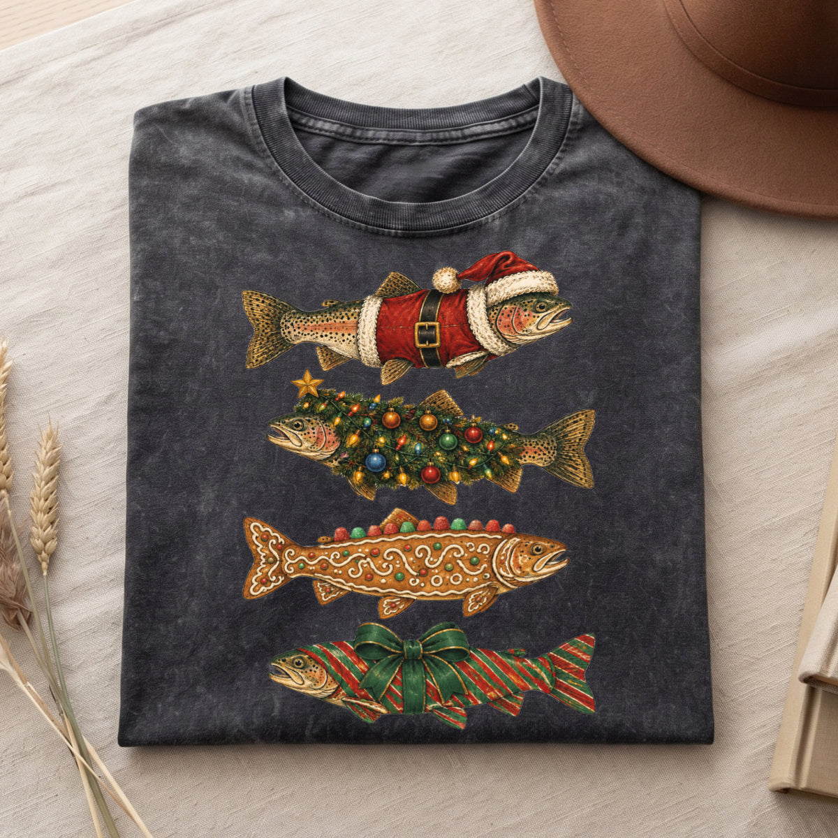 Christmas Fish T-Shirt, Funny Holiday Fishing Shirt, Xmas Top