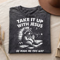 Grunge Raccoon Holding Bubble Tea Shirt, Take It Up With Jesus Tee (PB100926-5)
