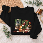 Cozy Reading Cats Sweatshirt, Cute Cat Books Holiday Sweater, Xmas