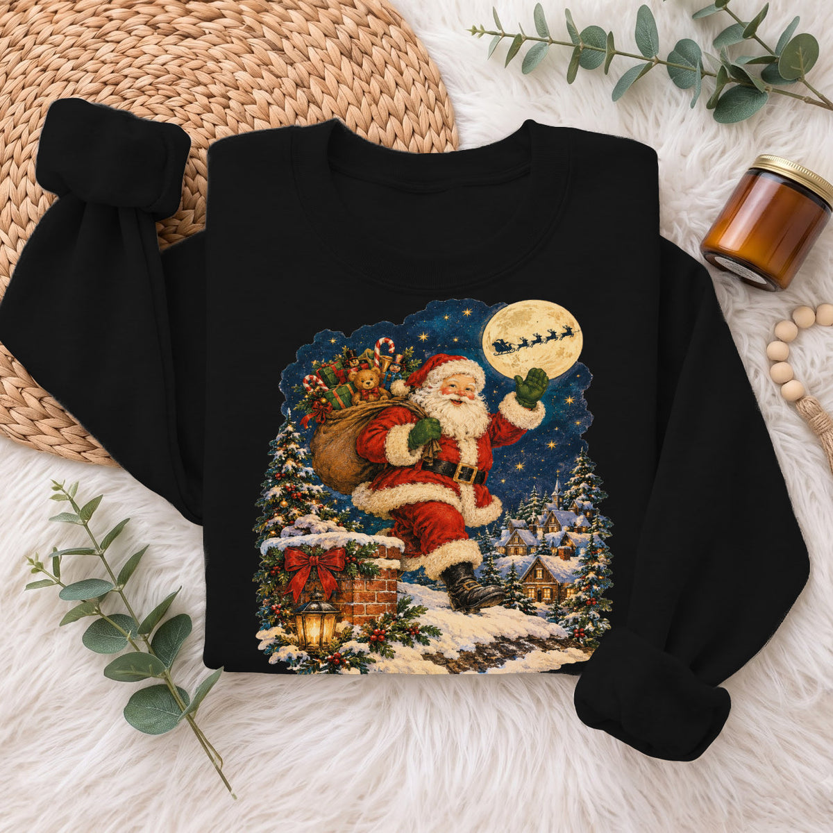 Vintage Santa Christmas Sweatshirt, Xmas Holiday Gift Sweatshirt