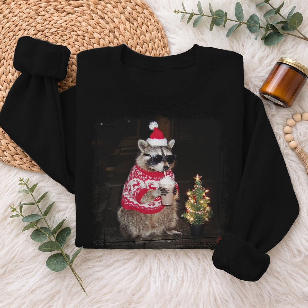 Christmas Raccoon Sweatshirt, Funny Holiday Raccoon Sweater, Xmas