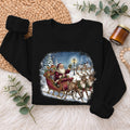 Santa Sleigh Reindeer Christmas Sweatshirt, Xmas Holiday Sweater