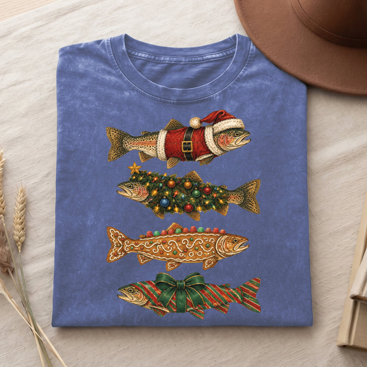 Christmas Fish T-Shirt, Funny Holiday Fishing Shirt, Xmas Top