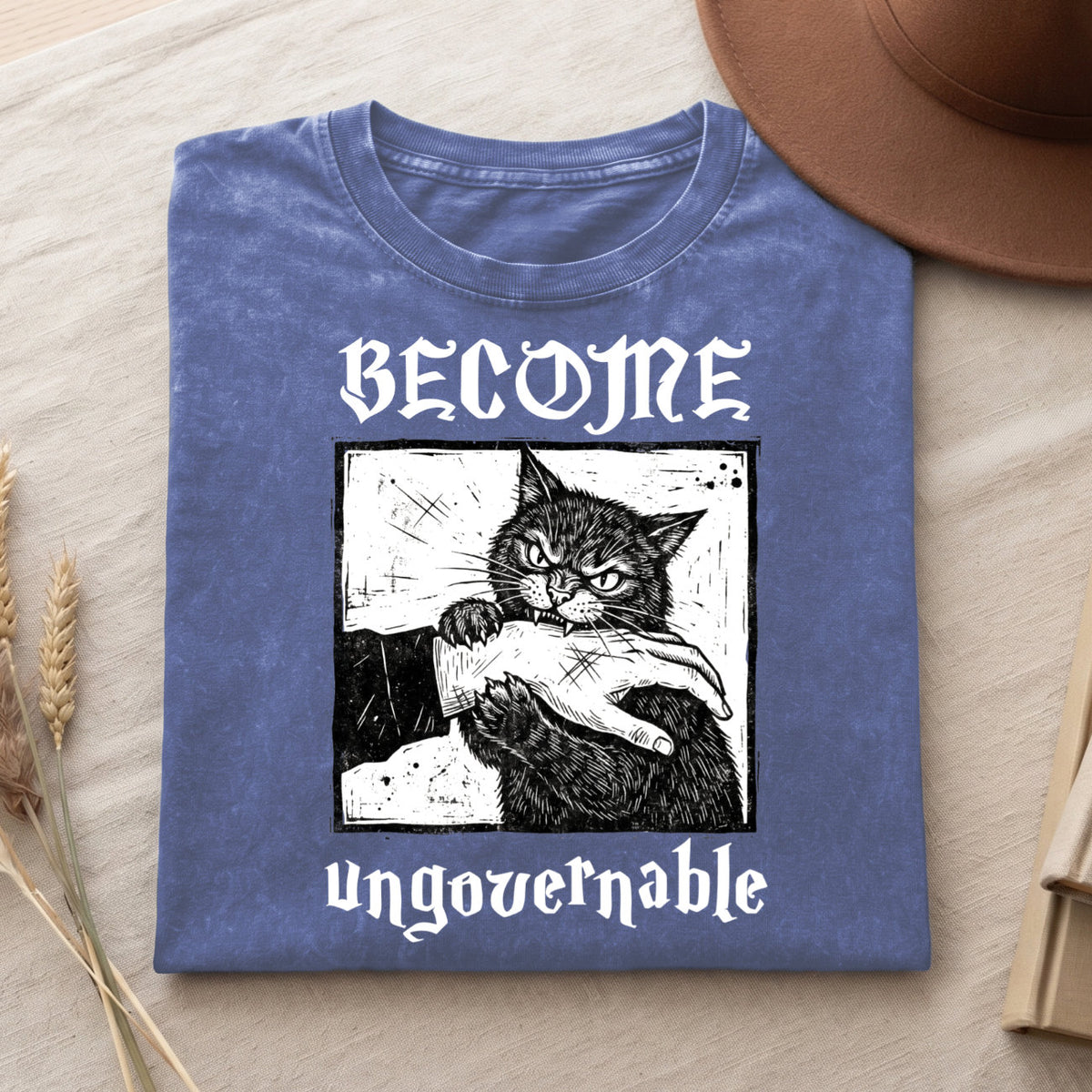 Become Ungovernable Cat T-Shirt, Funny Cat Biting Hand Shirt