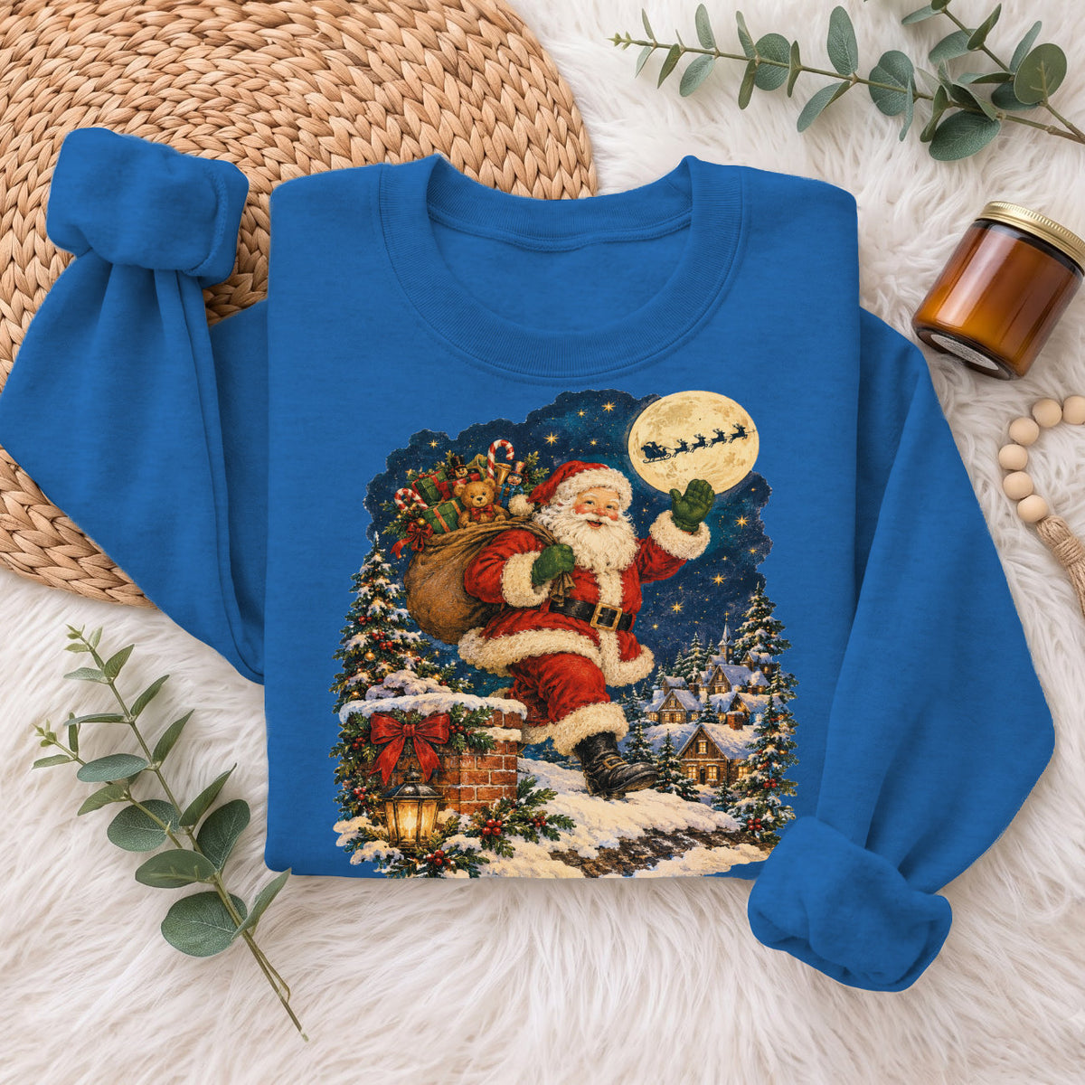 Vintage Santa Christmas Sweatshirt, Xmas Holiday Gift Sweatshirt