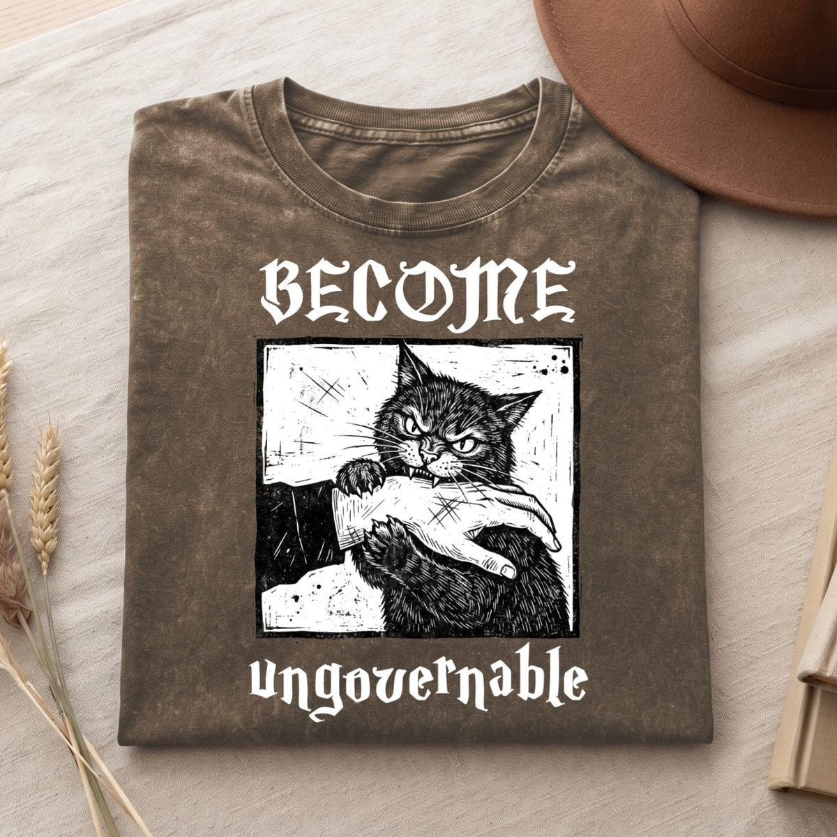 Become Ungovernable Cat T-Shirt, Funny Cat Biting Hand Shirt