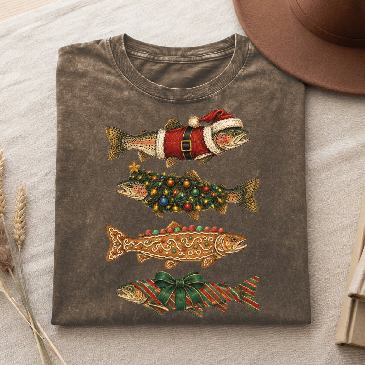 Christmas Fish T-Shirt, Funny Holiday Fishing Shirt, Xmas Top