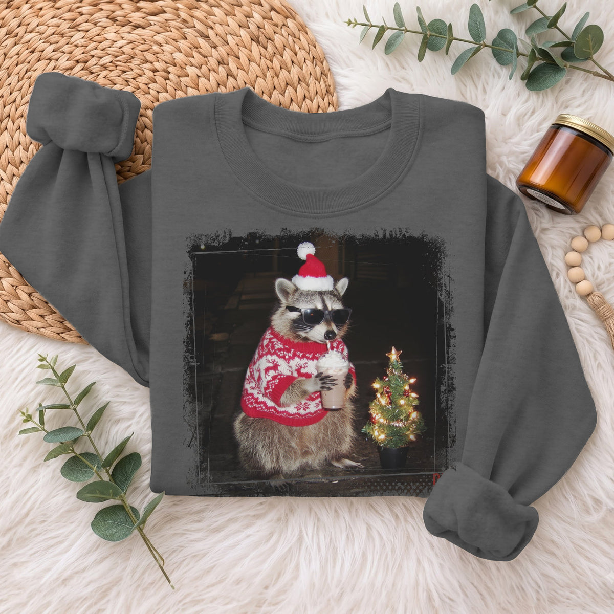 Christmas Raccoon Sweatshirt, Funny Holiday Raccoon Sweater, Xmas