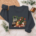 Cozy Reading Cats Sweatshirt, Cute Cat Books Holiday Sweater, Xmas