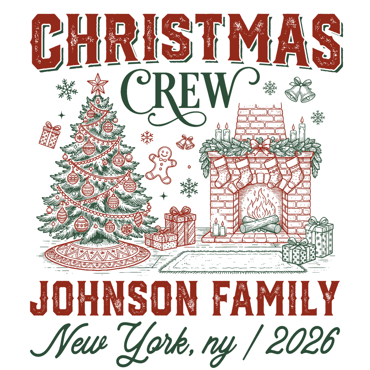 Christmas Crew Johnson Family Matching Christmas T-Shirt, Top