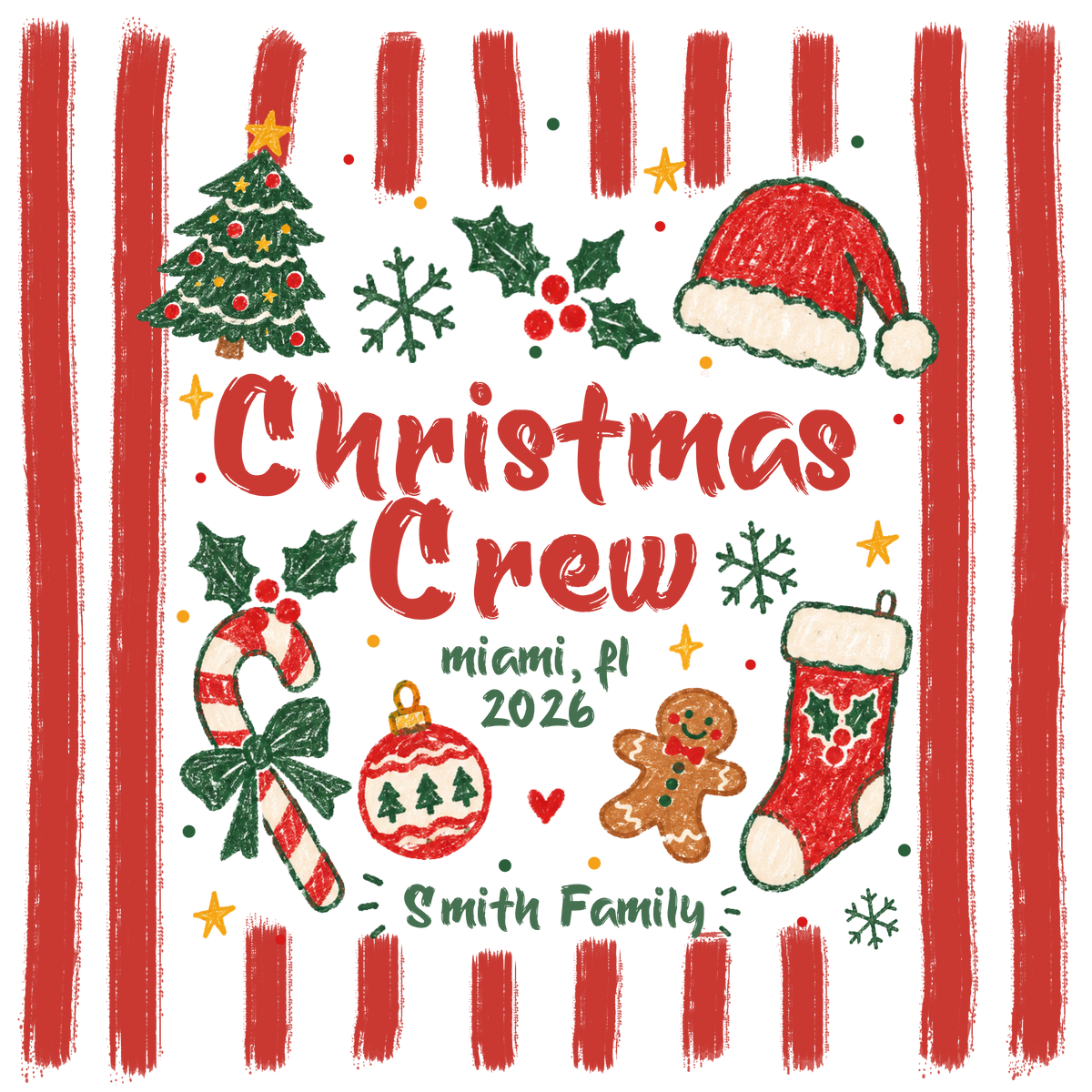 Christmas Crew Smith Family Matching Christmas T-Shirt, Top