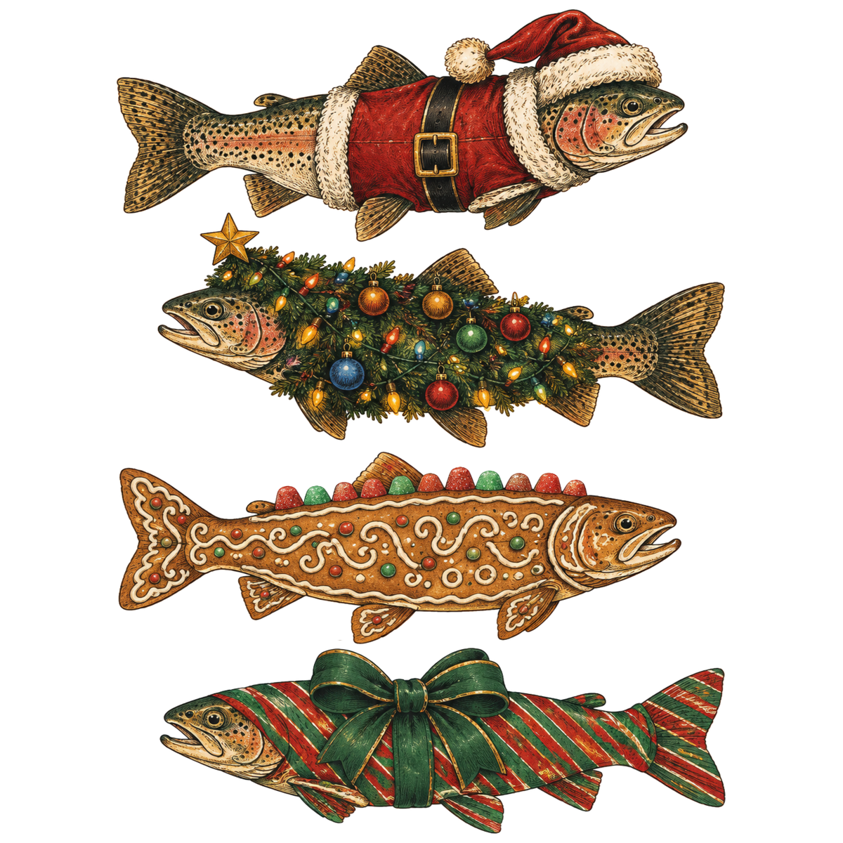 Christmas Fish T-Shirt, Funny Holiday Fishing Shirt, Xmas Top