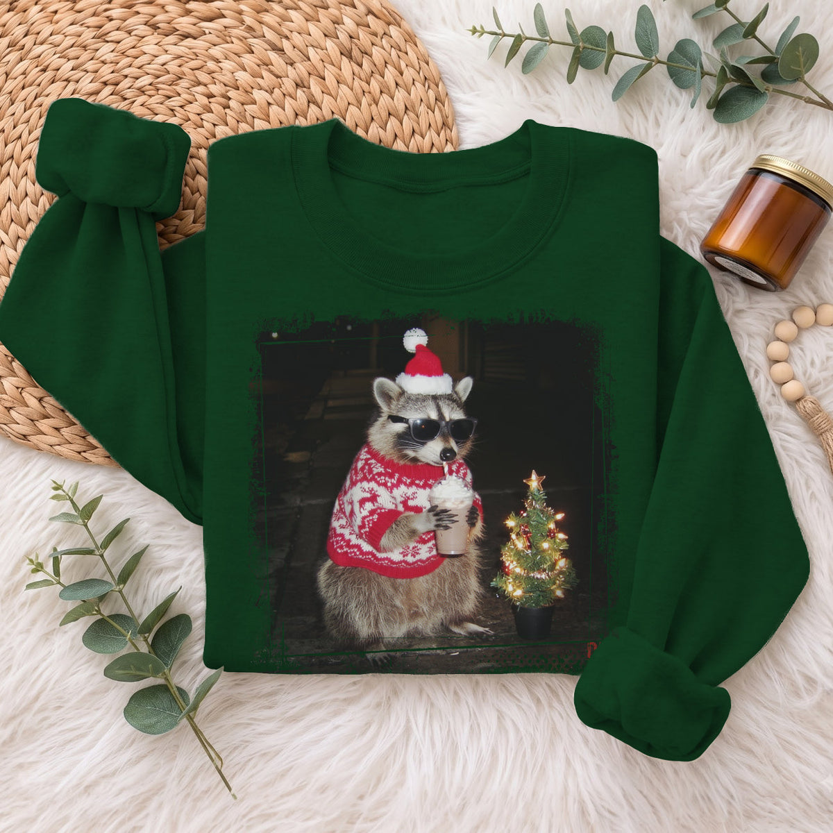 Christmas Raccoon Sweatshirt, Funny Holiday Raccoon Sweater, Xmas