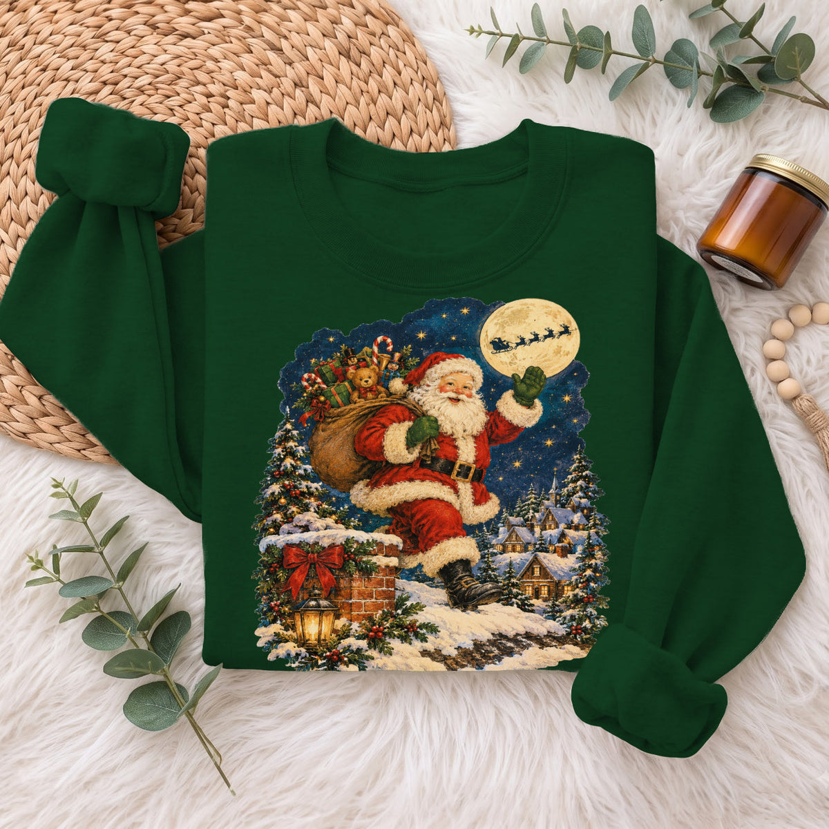 Vintage Santa Christmas Sweatshirt, Xmas Holiday Gift Sweatshirt
